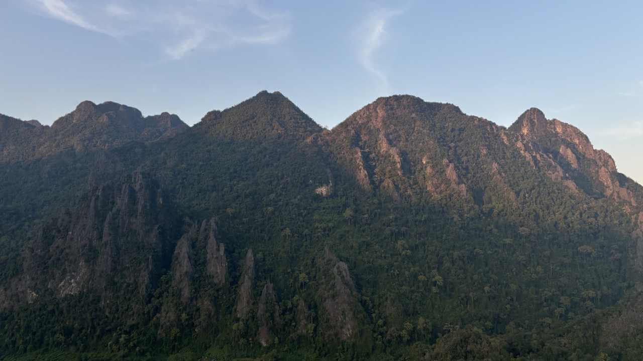 an aerial view of a mountain range in Thailand