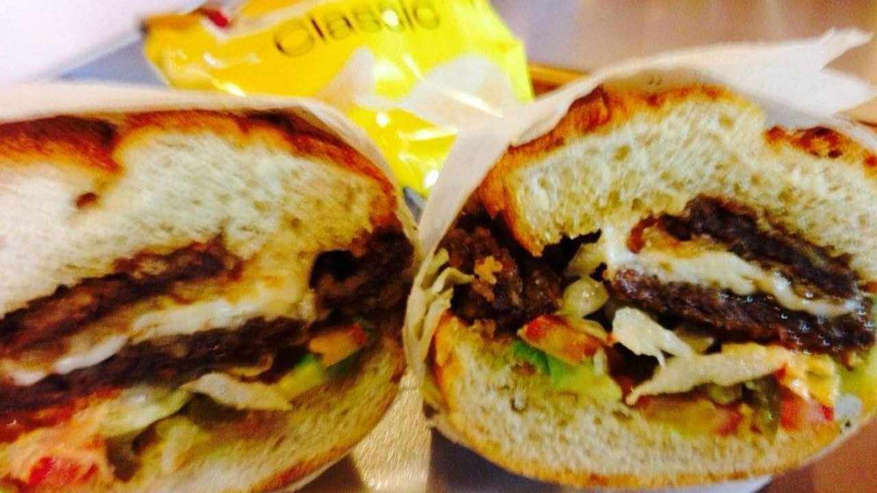 the sandwich is cut in half