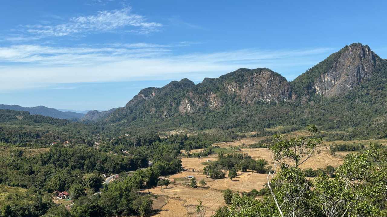 the view from the top of a mountain in thailand
