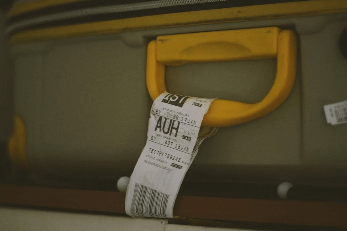 Luggage tag on a suitcase