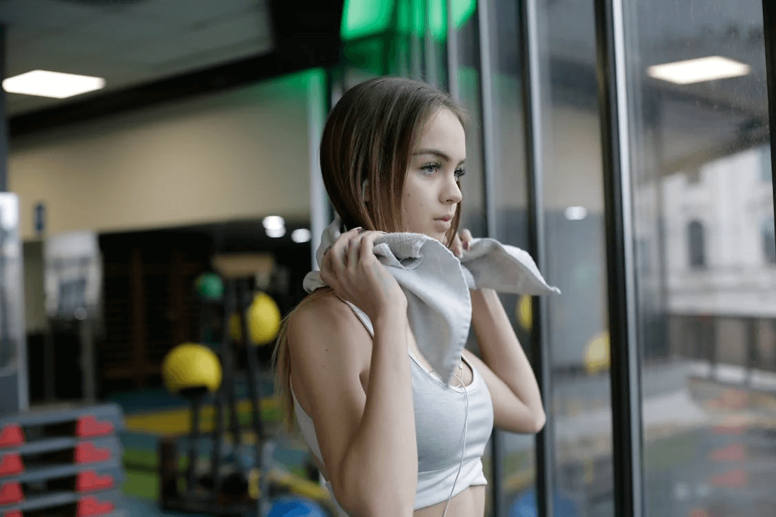 Woman working out at a gym