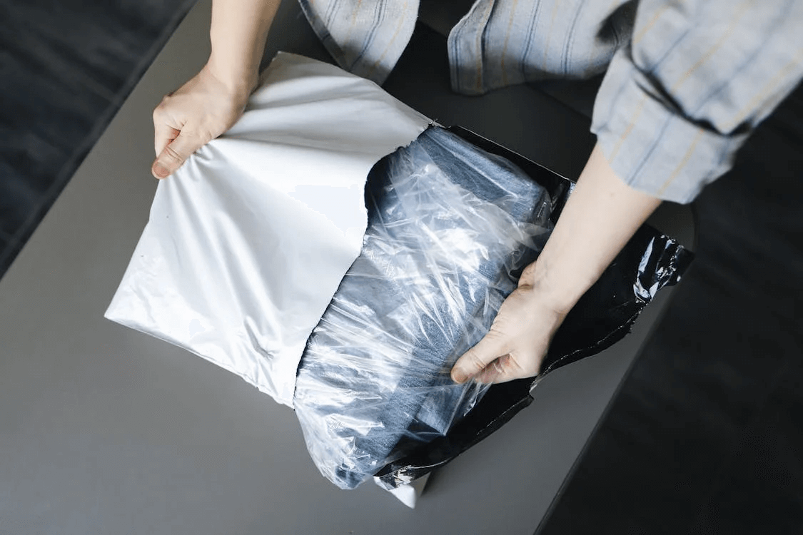 Clothing sealed in plastic
