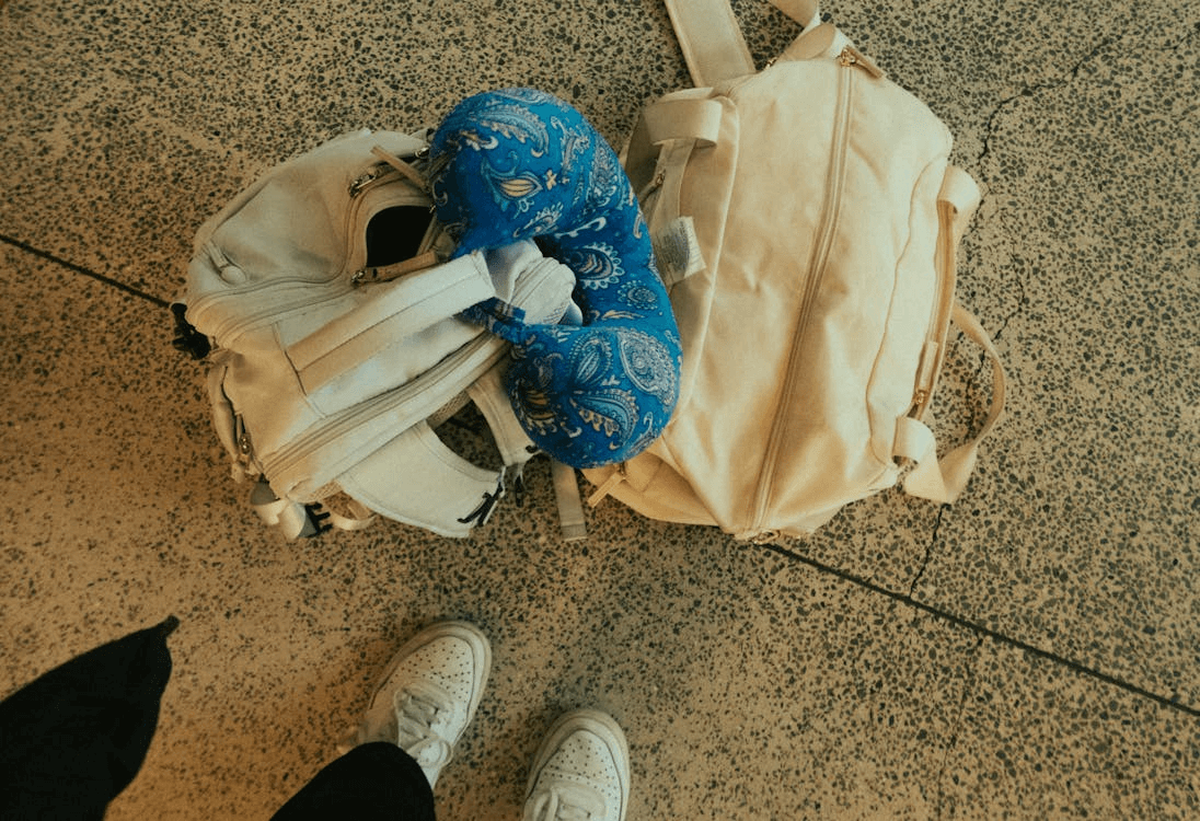 Luggage on the floor of an airport