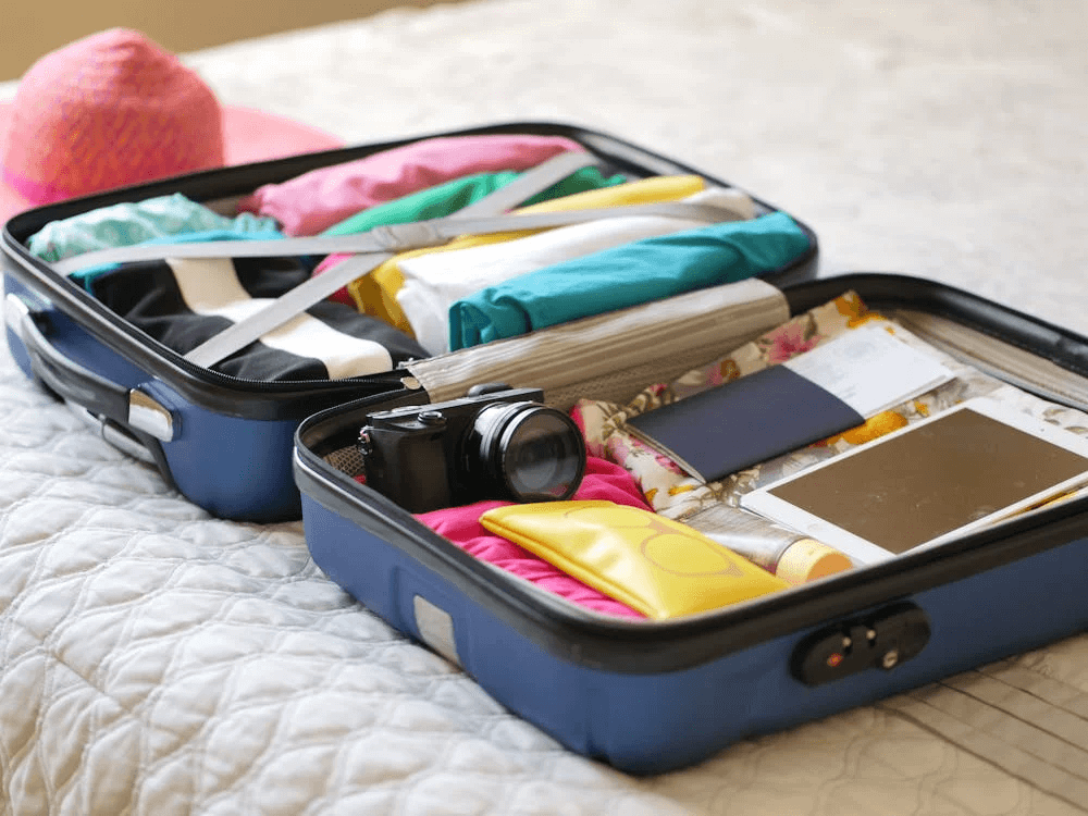 Packed suitcase for travel
