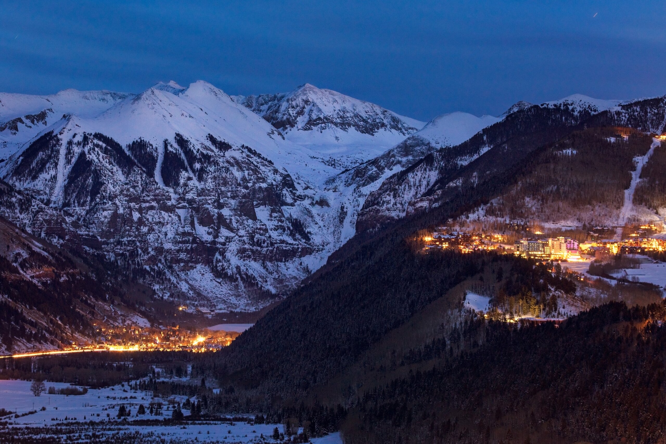 Telluride Colorado winter landscape with the San Juan Mountains
