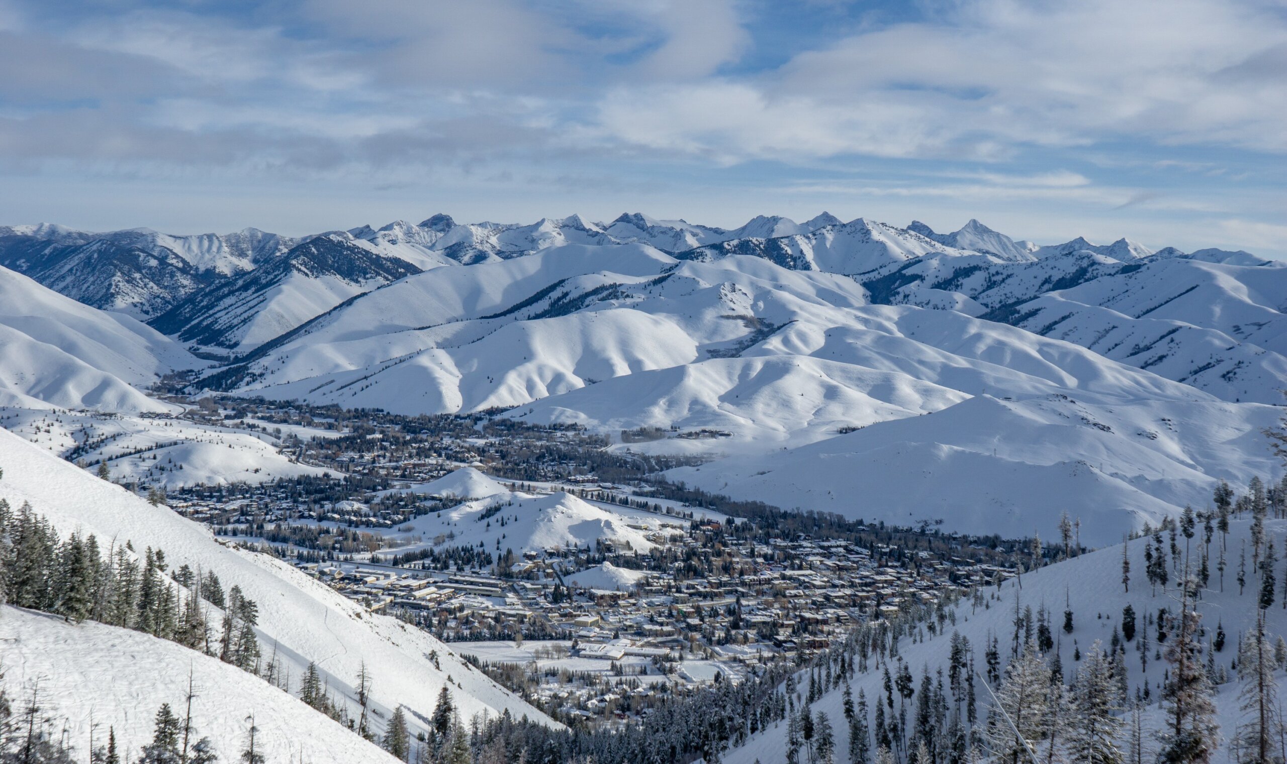 Sun Valley ski resort, view over the town of ketchum-
