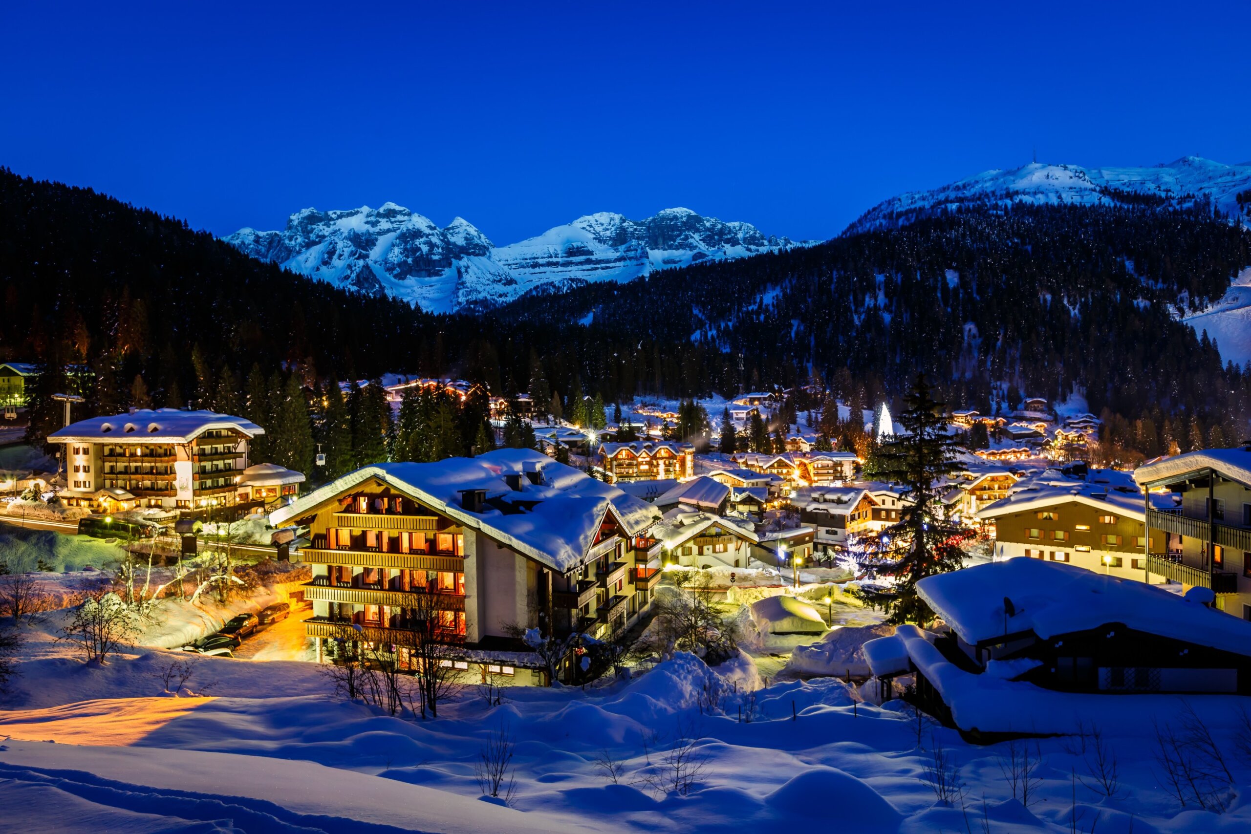 Illuminated Ski Resort of Madonna di Campiglio in the Morning, I
