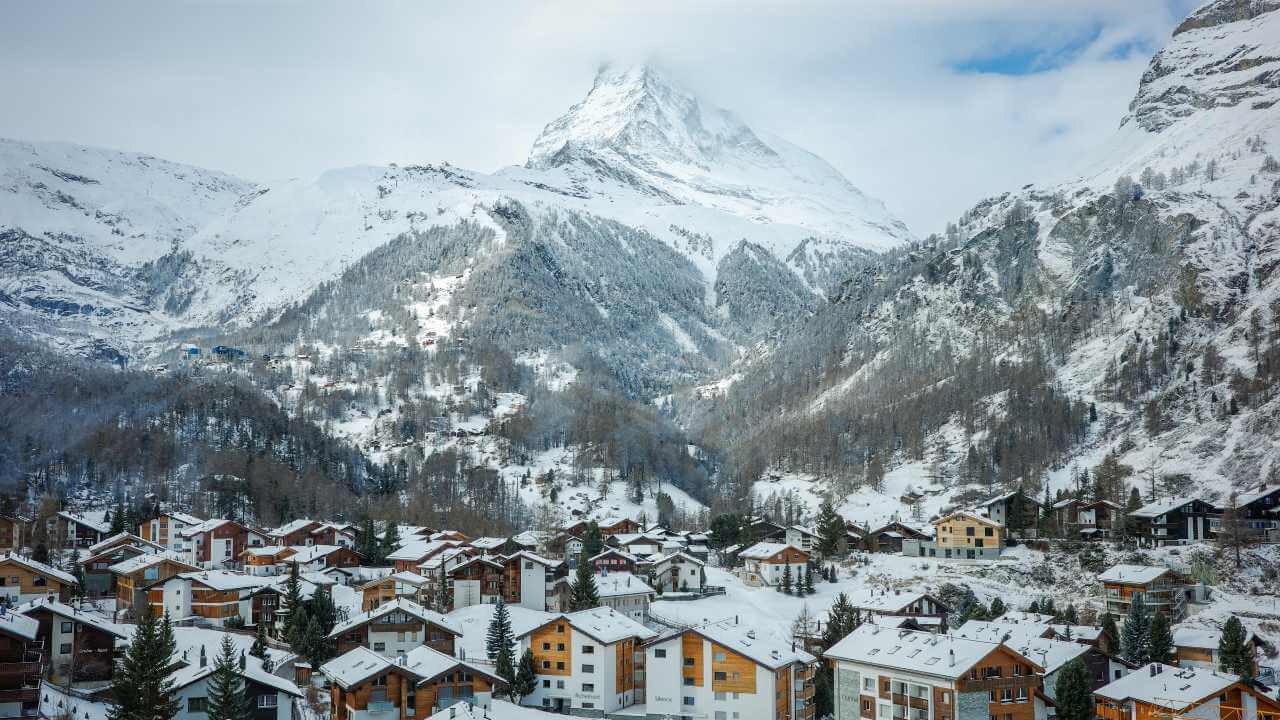 a view of the matterhorn from the top of a mountain