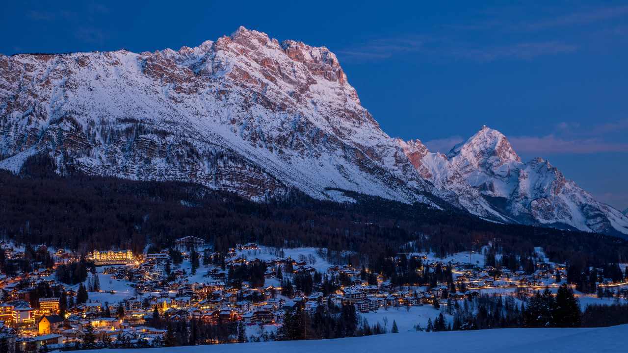 the dolomites in winter, italy