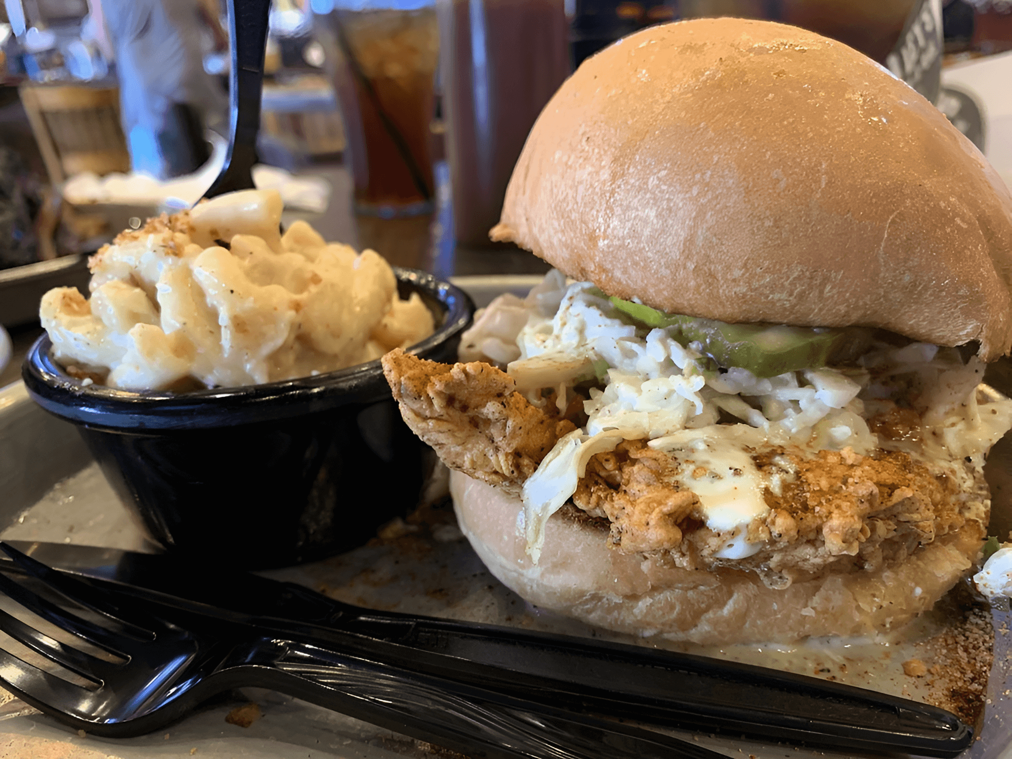 mac and cheese and fried chicken sandwhich