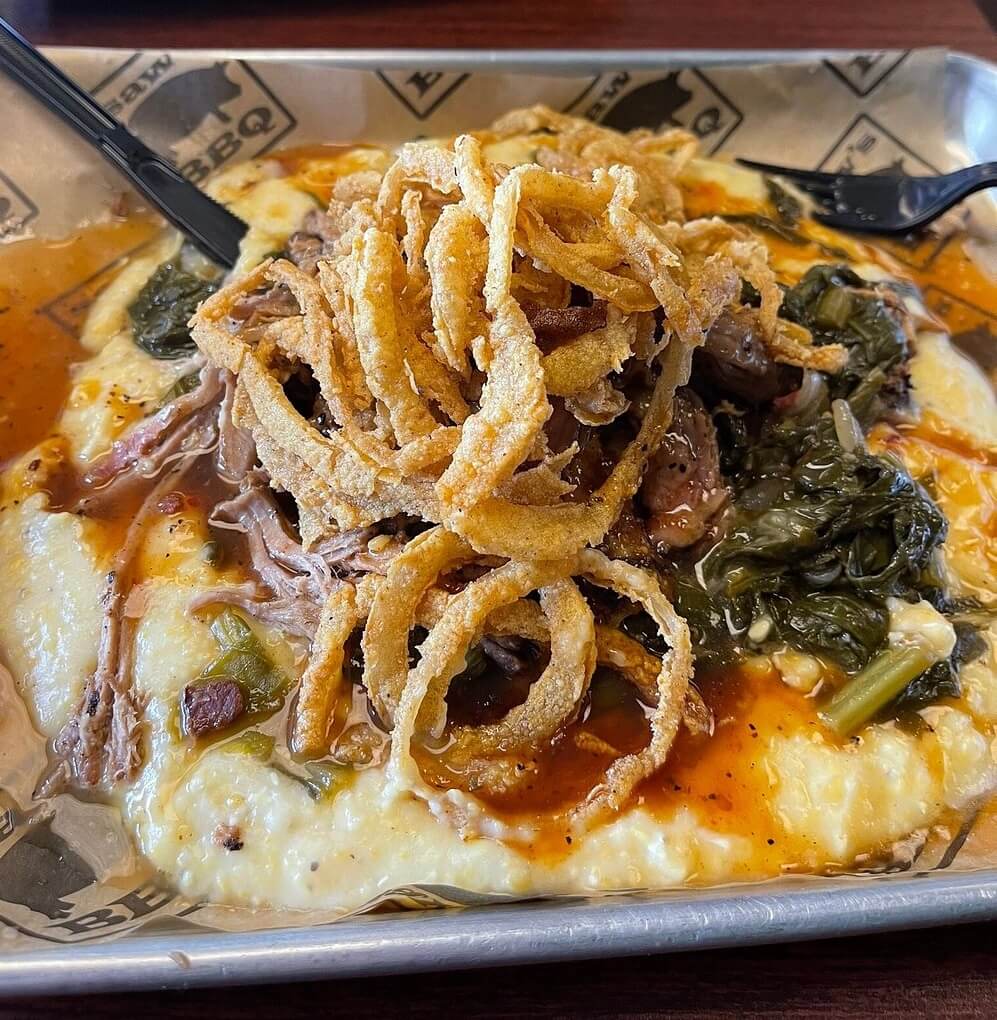 mashed potatoes and meat on a dish