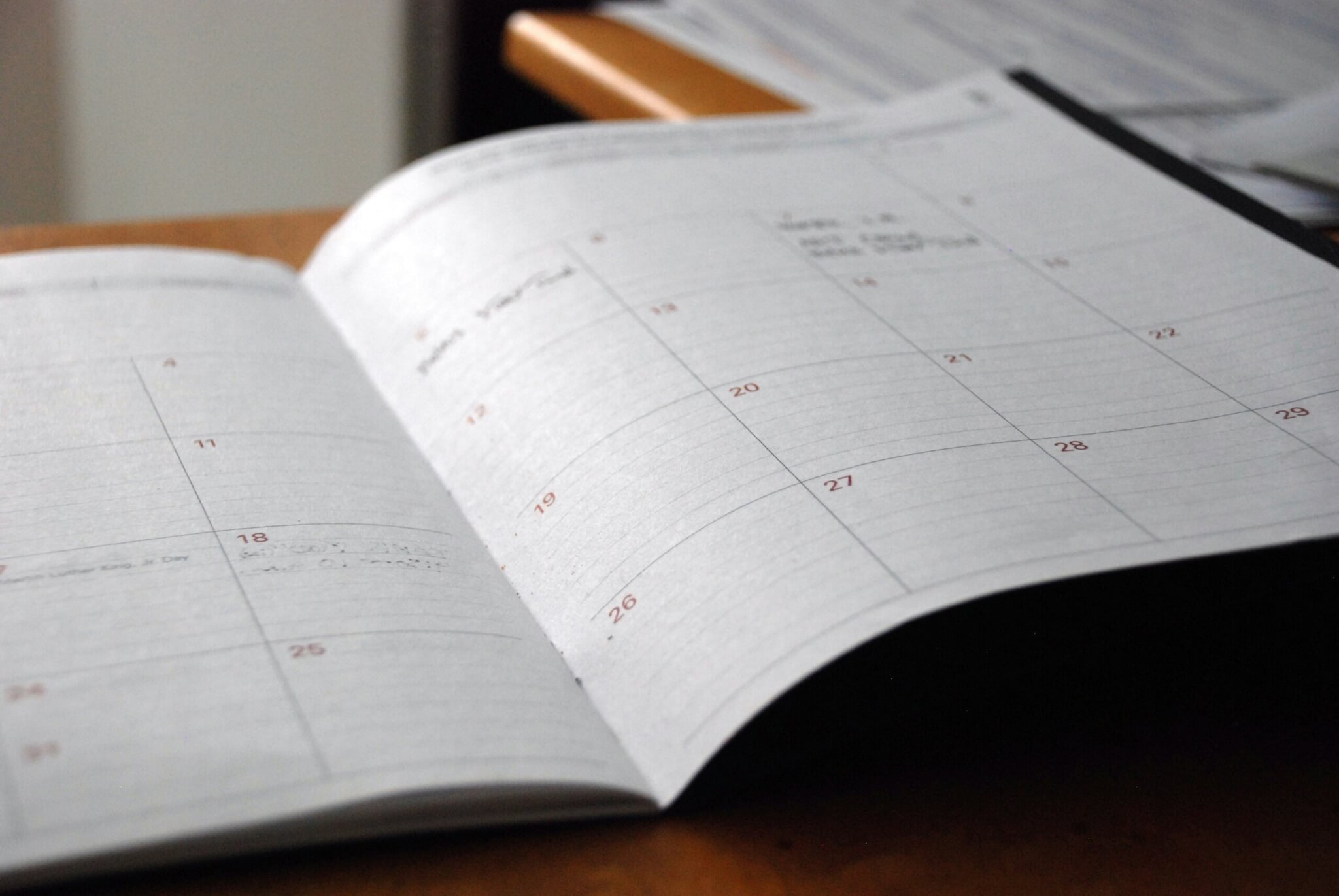 a calendar of events