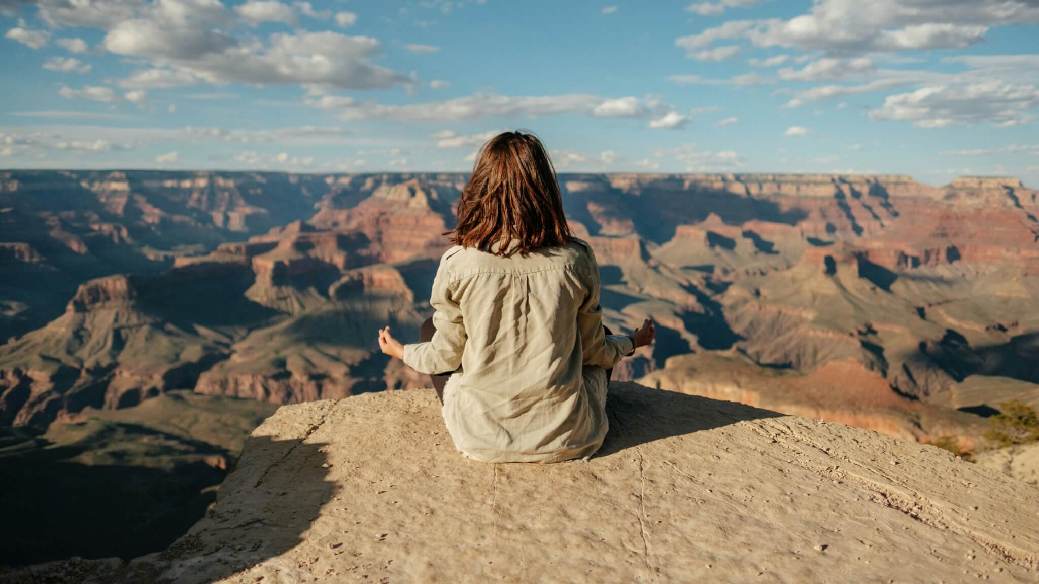 a woman meditating