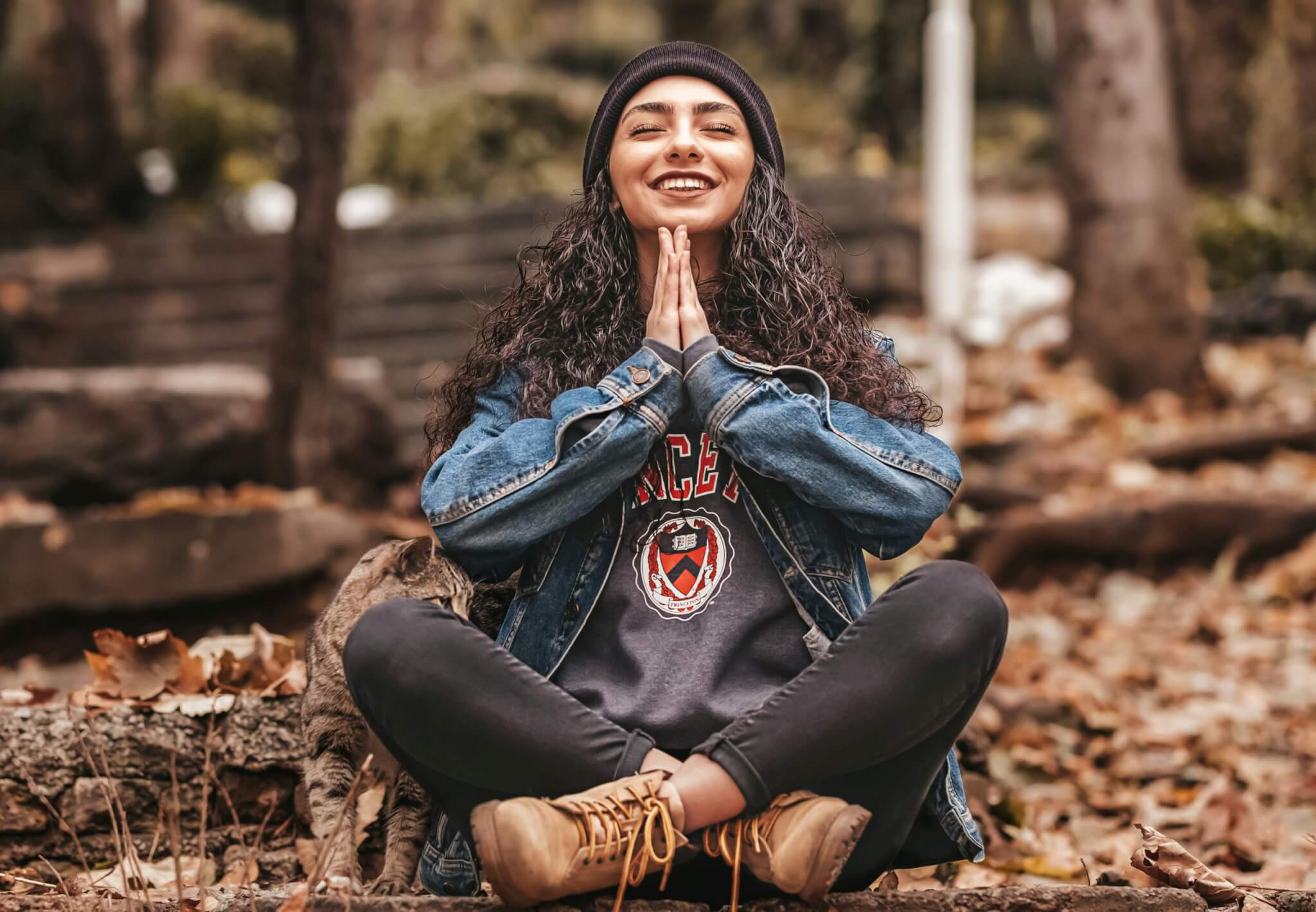 a woman meditating