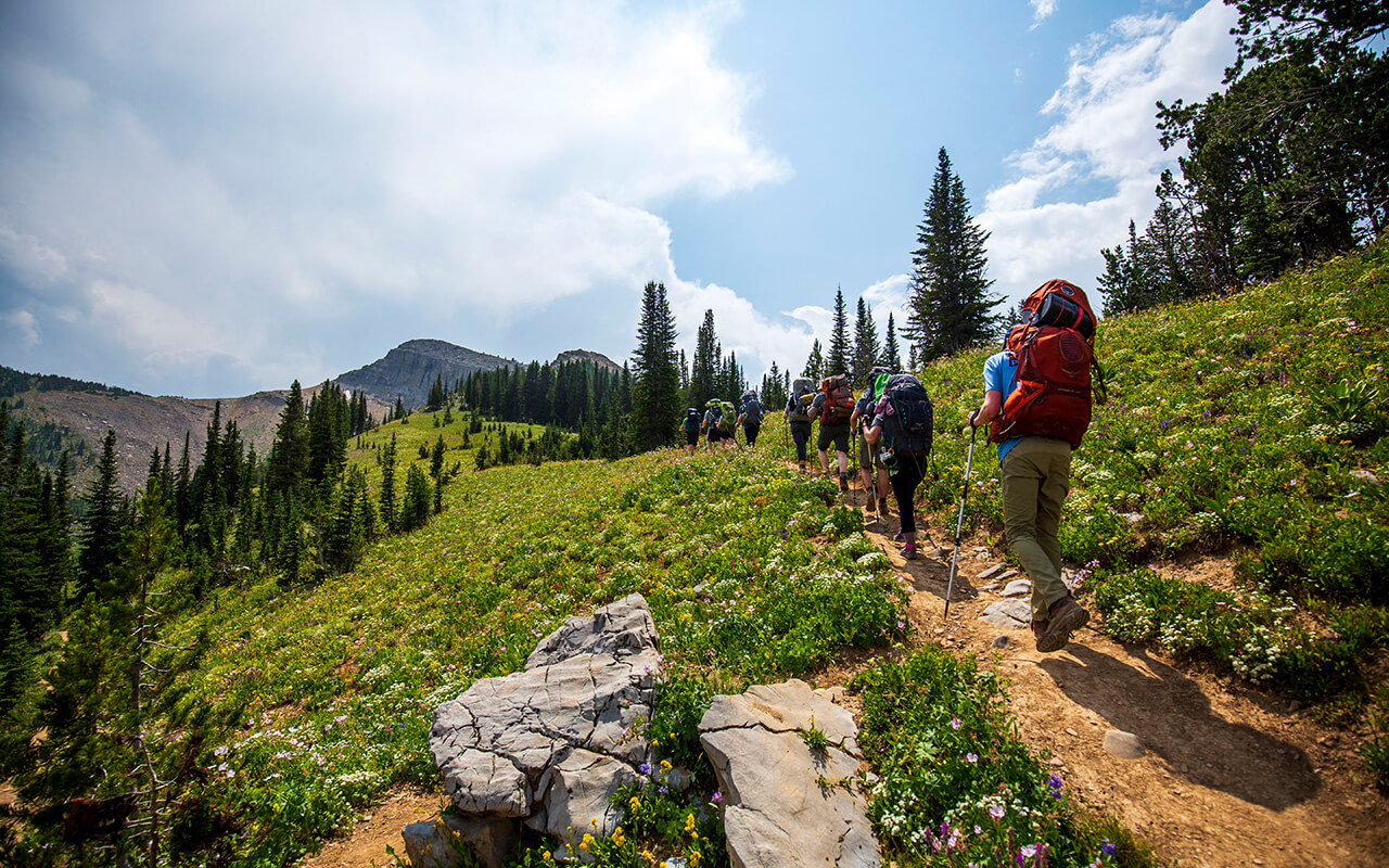 Group of people on a hiking trail