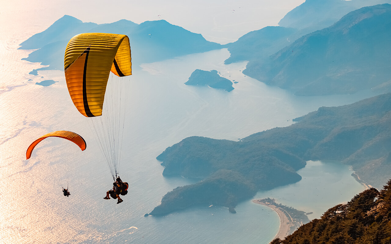 Skydiving over an island