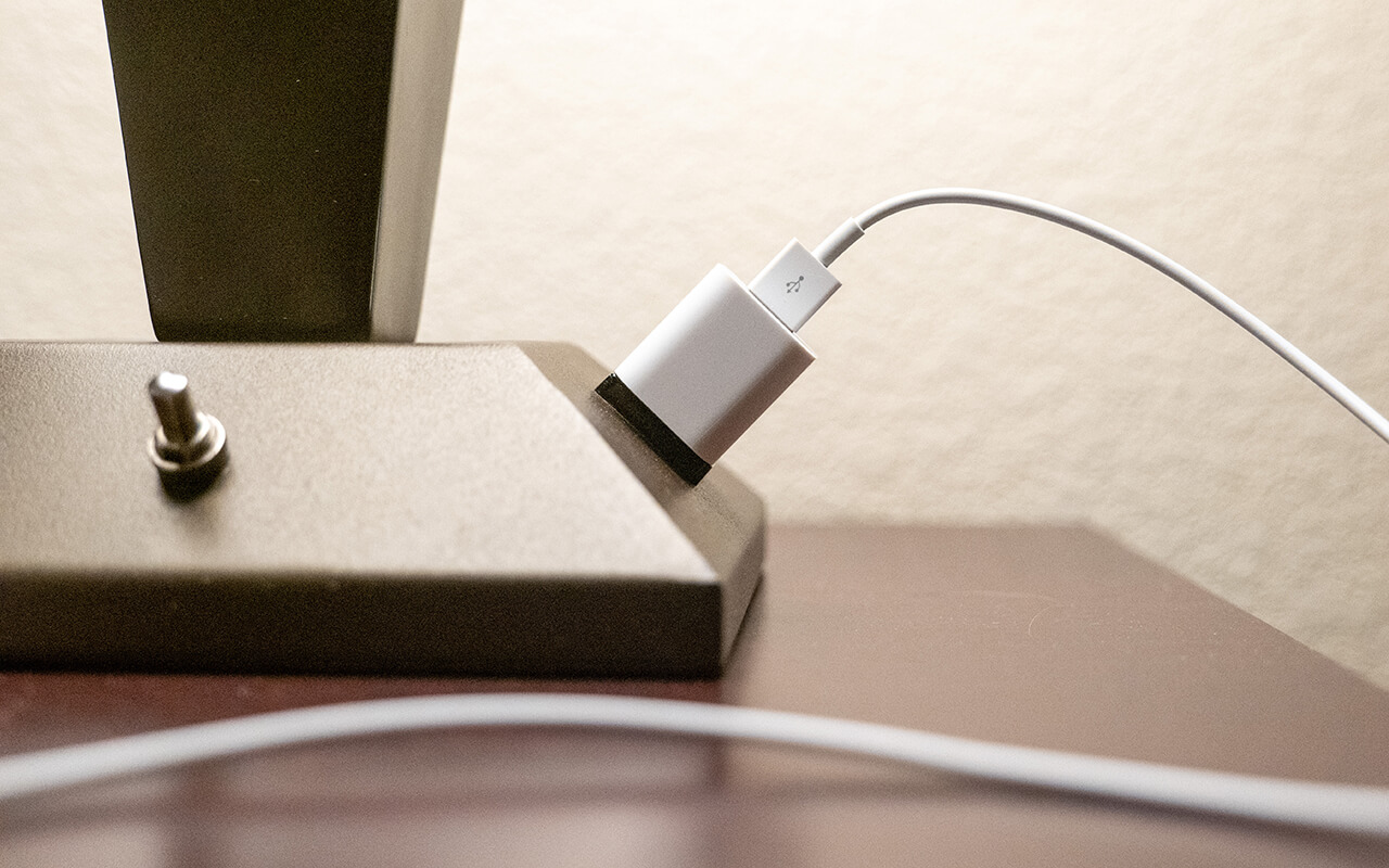 Outlet with charger in hotel