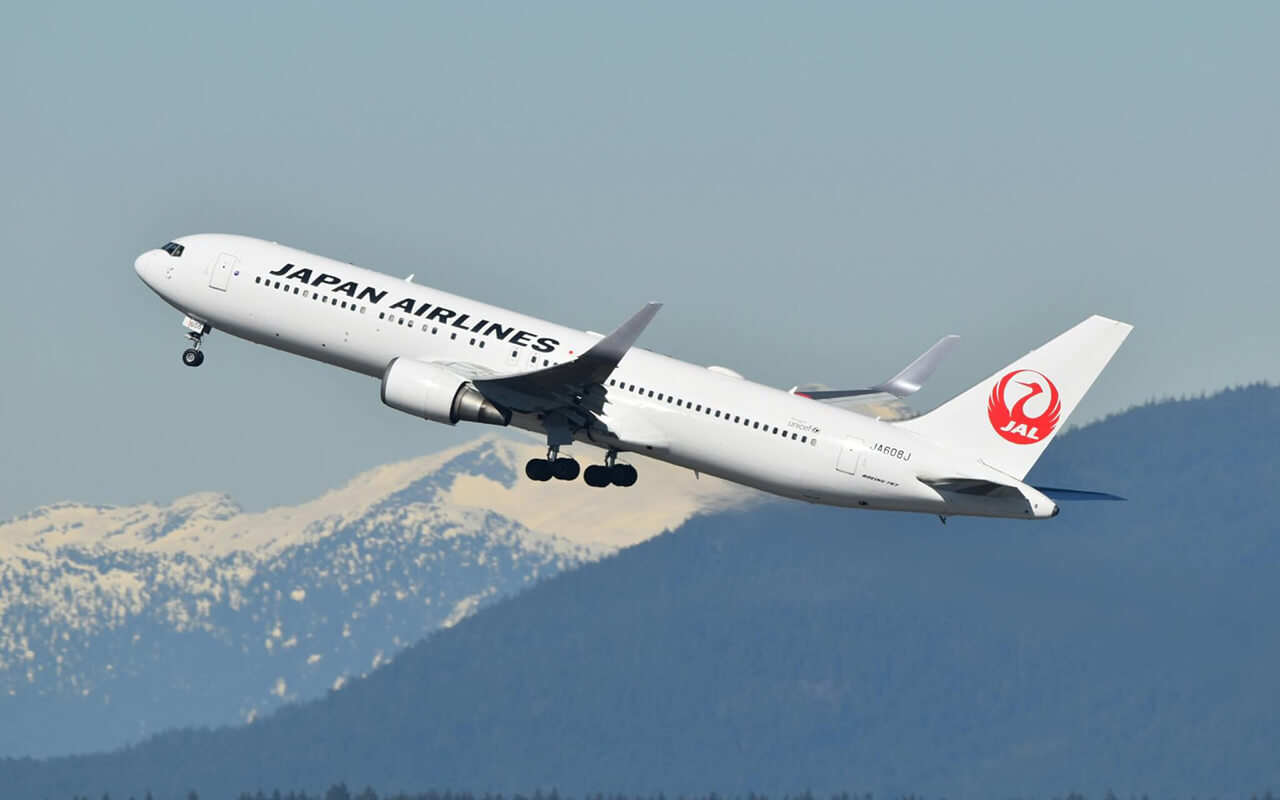 Japan Airlines plane in flight