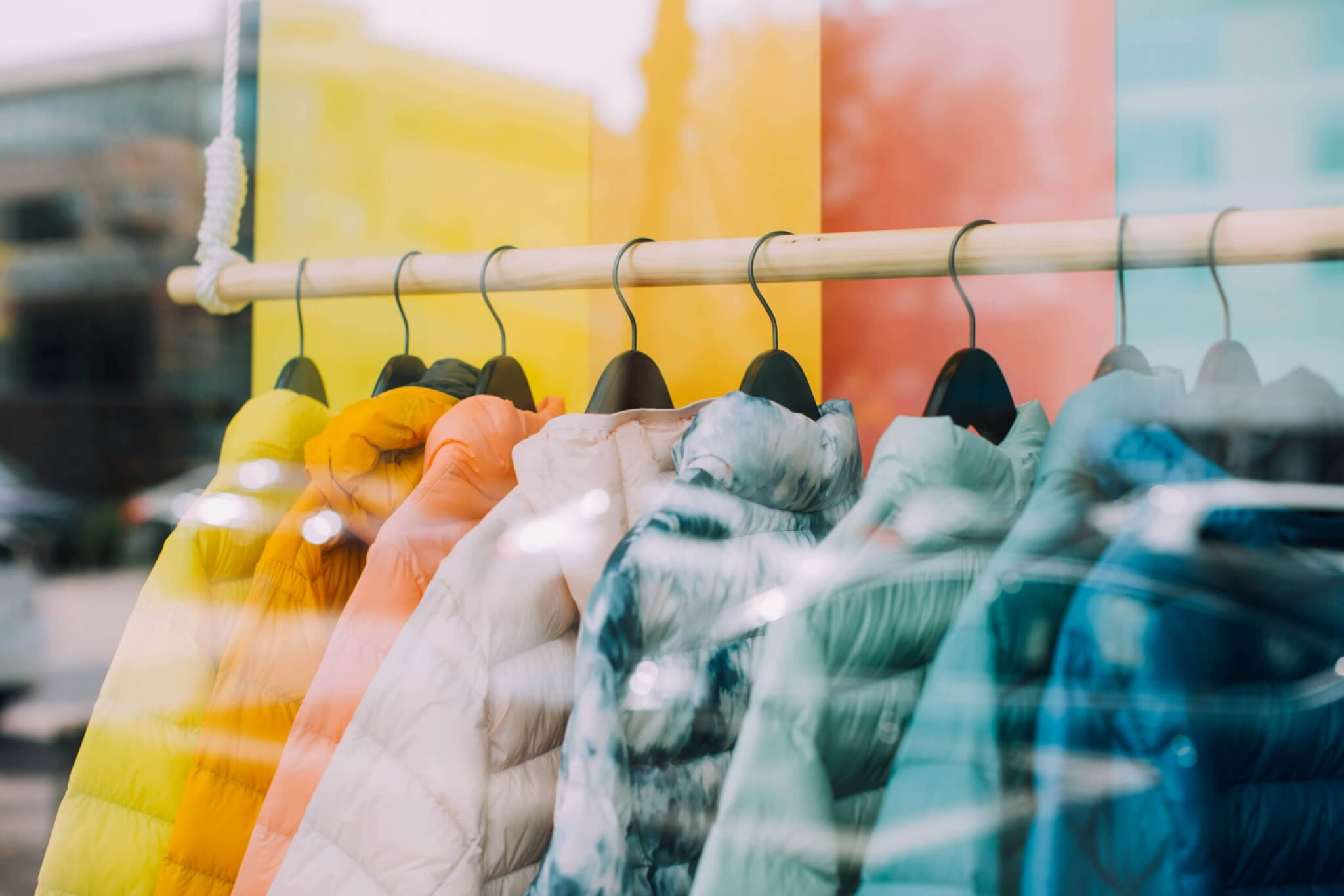 clothing rack with jackets