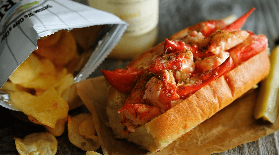 Lobster roll and chips