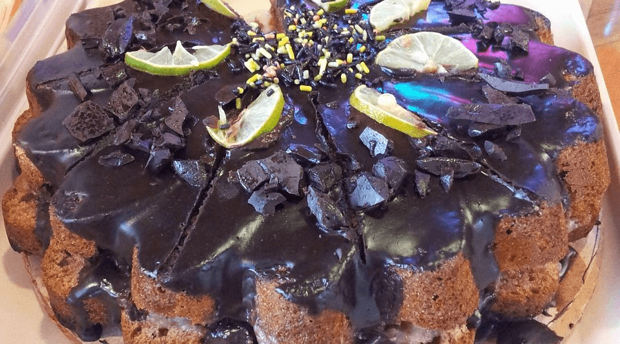 Chocolate cake with toppings
