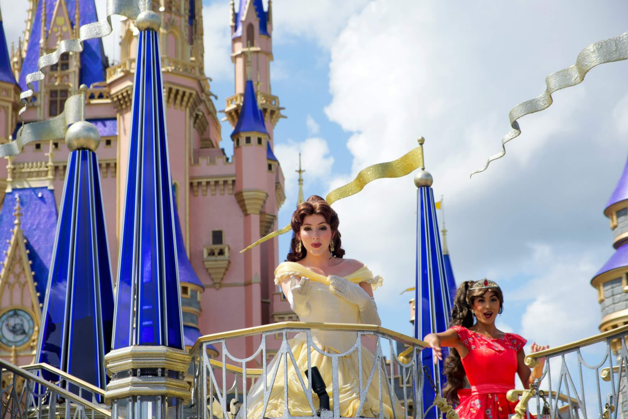Belle on a float at a Disneyland parade