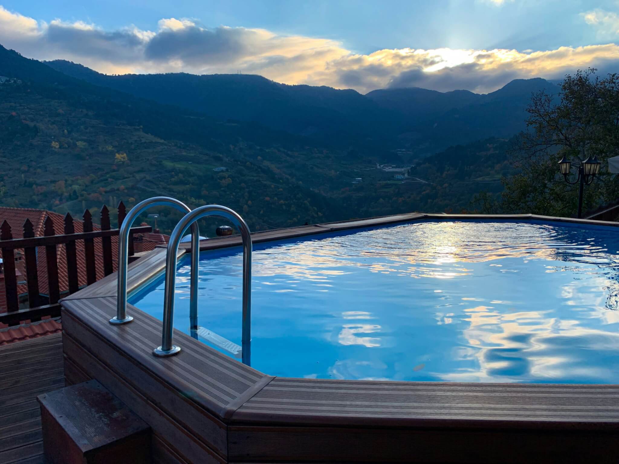 hot tub overlooking the mountains
