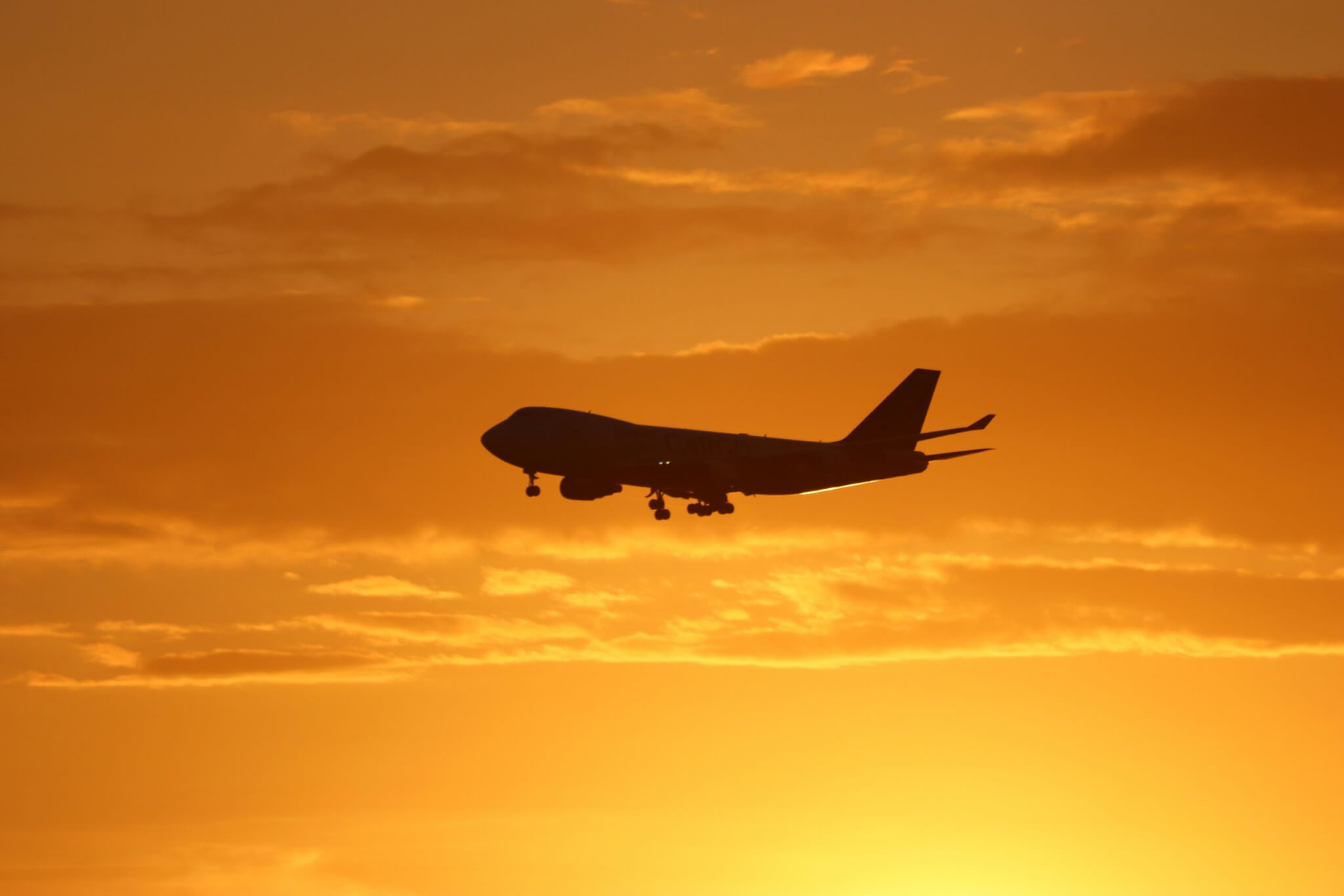 airplane at sunset