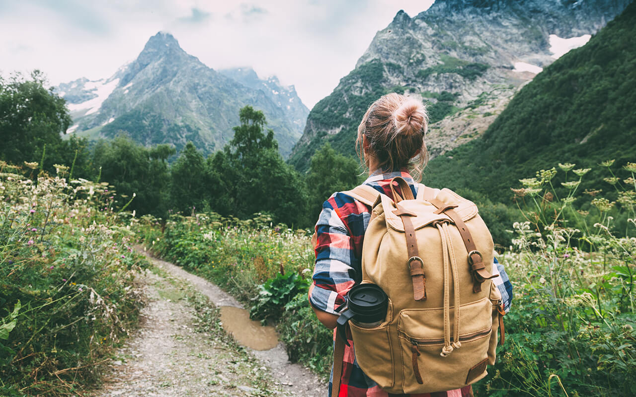 Woman hiking outdoors 