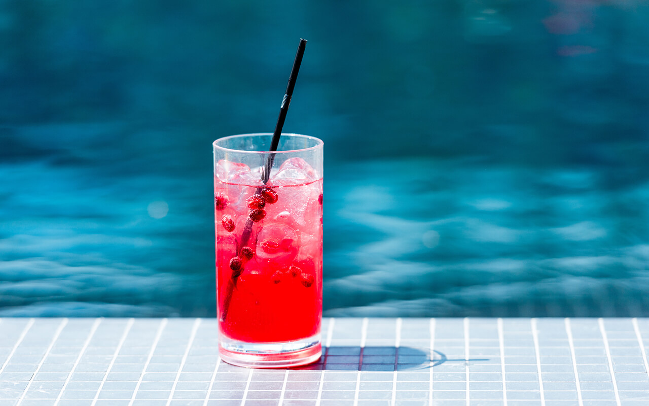 Red cocktail in a glass