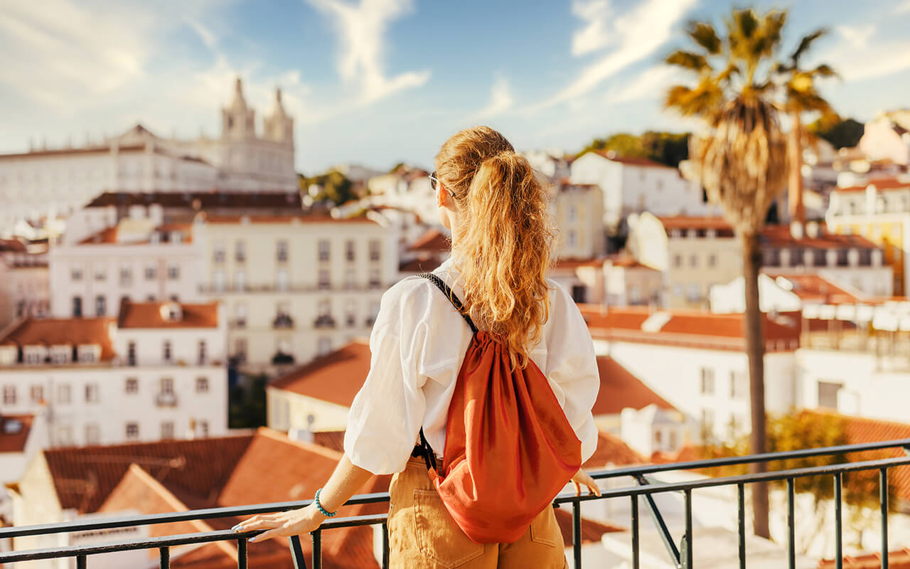 Woman traveling in Europe 