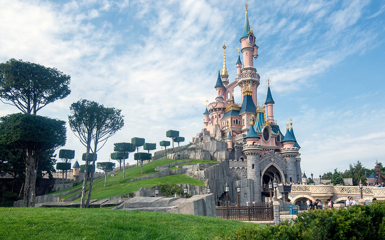 Castle of Sleeping Beauty at Disneyland Paris August 28, 2019, Paris, France.