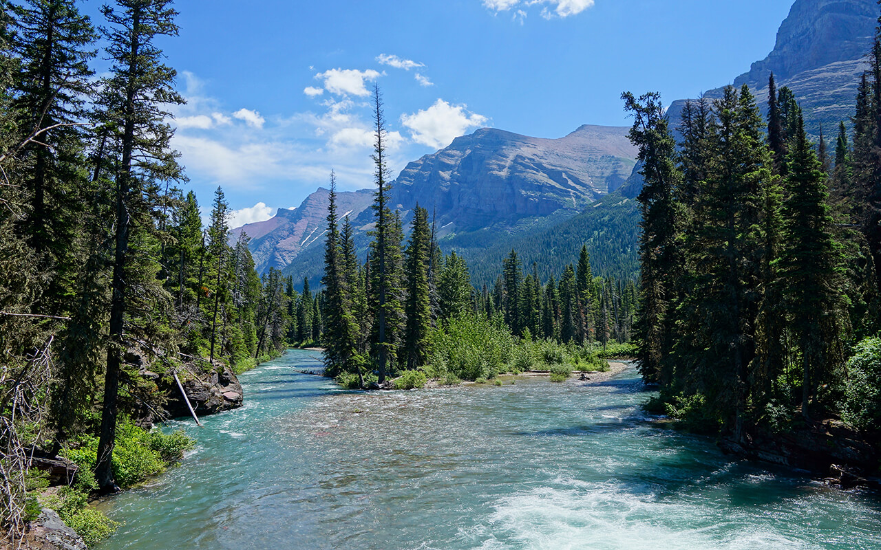 St Mary Falls in Glacier National Park in Montana USA