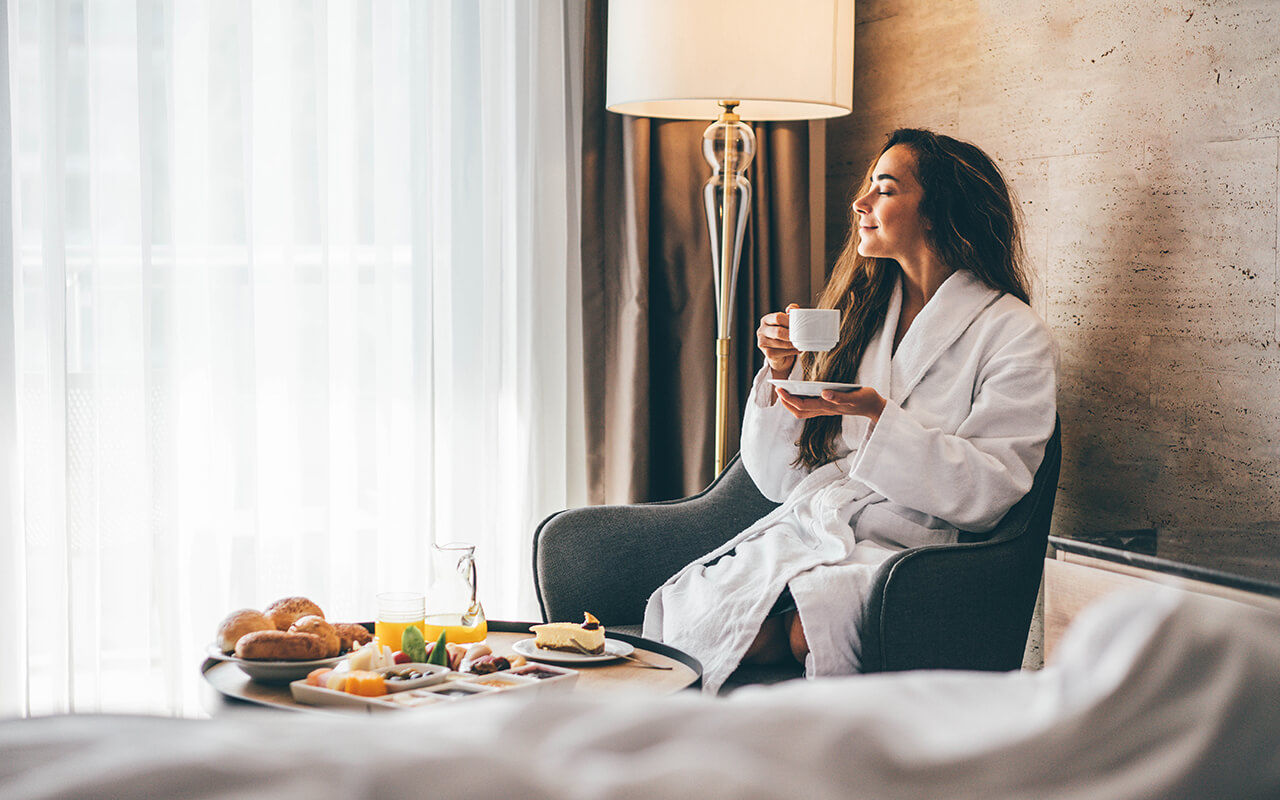 Woman in a hotel