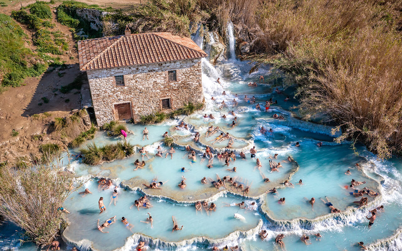 Natural spa with waterfalls in Saturnia, Tuscany, Italy