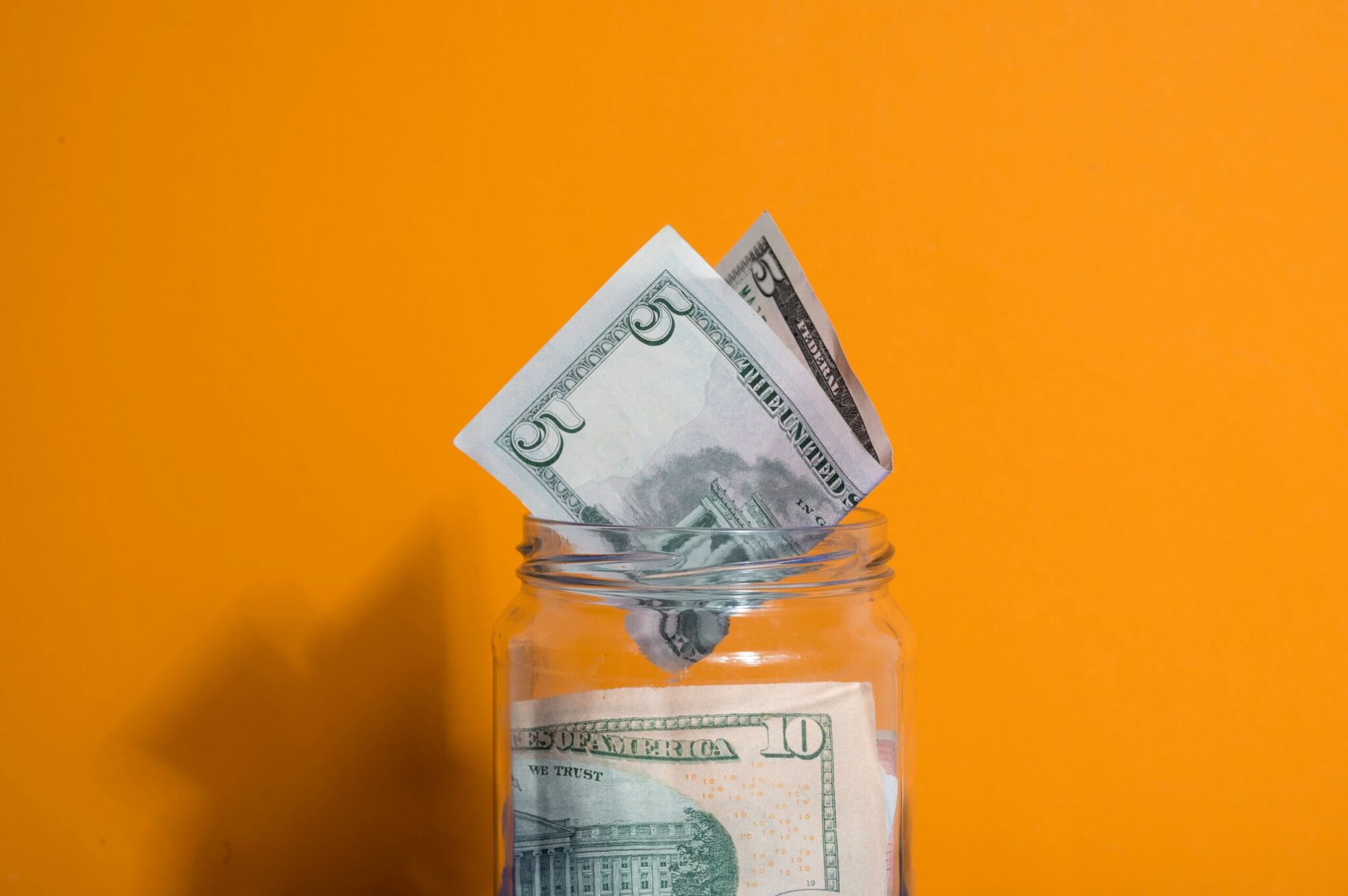 Money in a glass jar