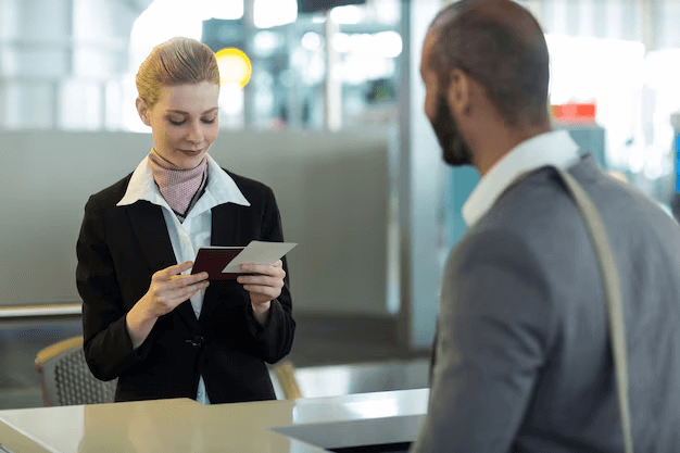 Man checking in at an airport