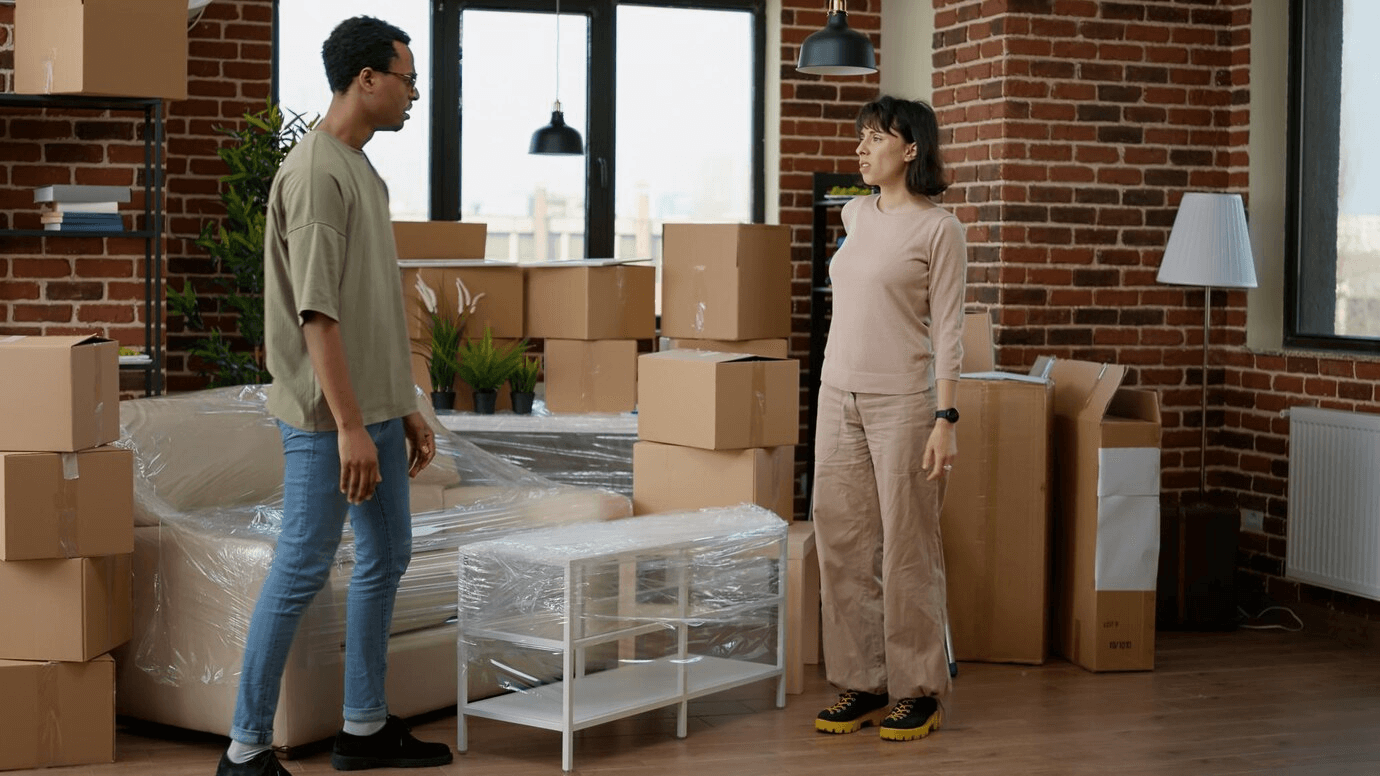 moving boxes in apartment 