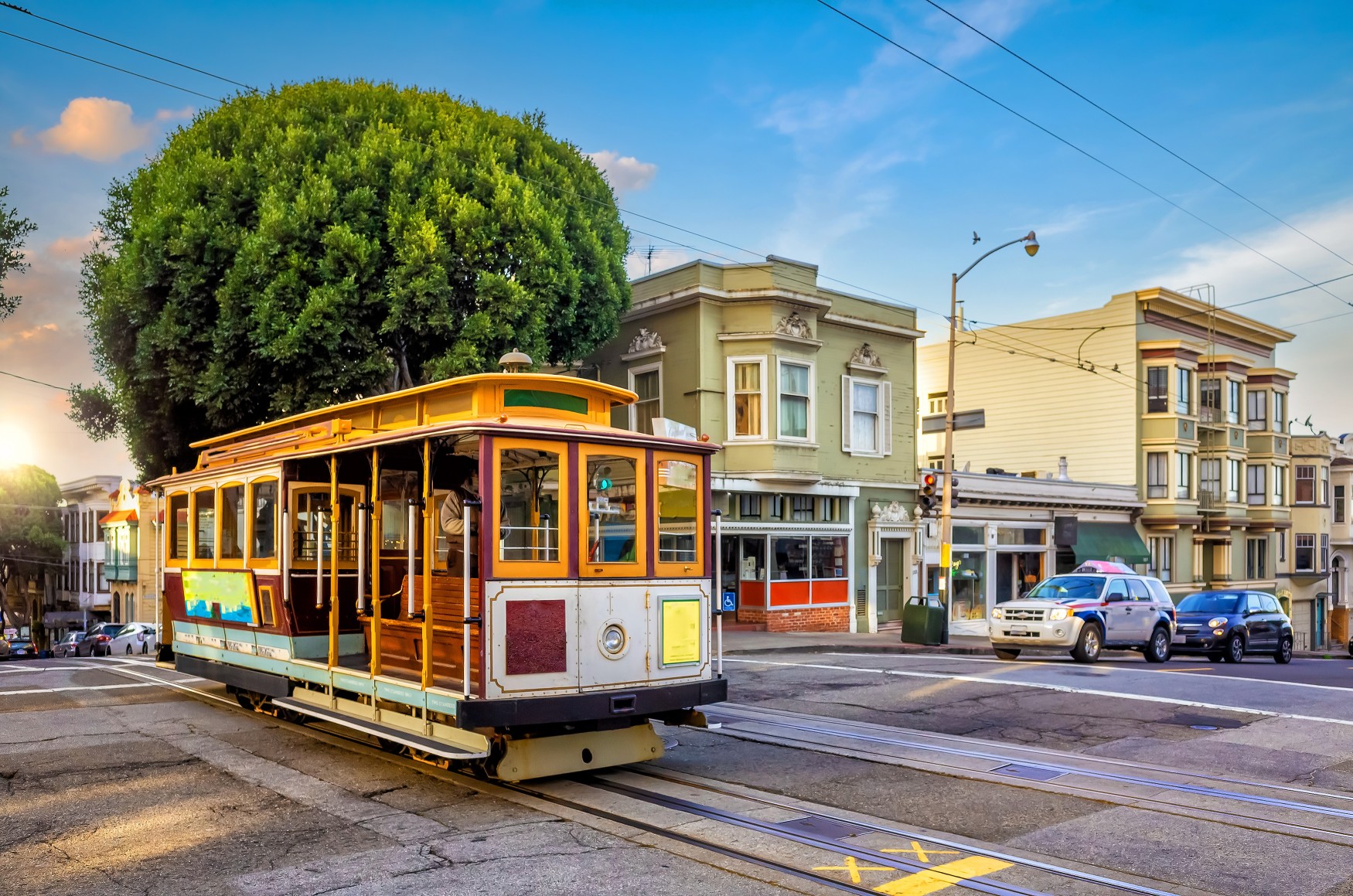 Cable Car Tram in downtown San Francisco in California