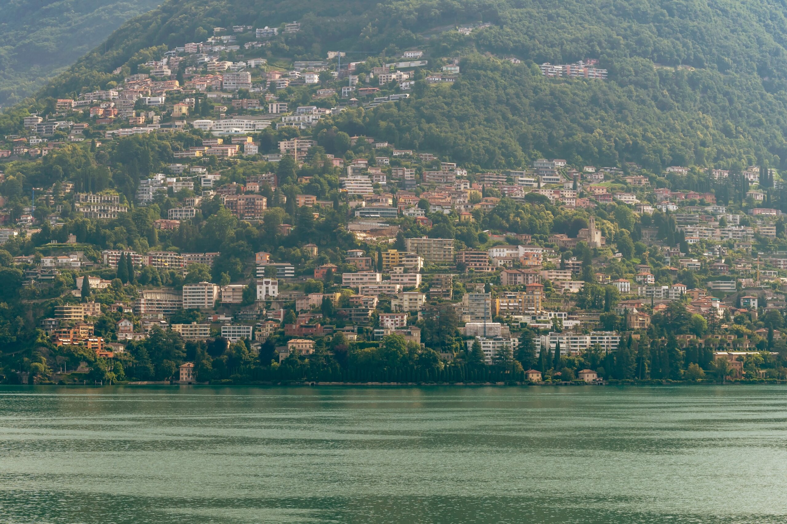 Panoramic view of Lugano, Switzerland, Castagnola area