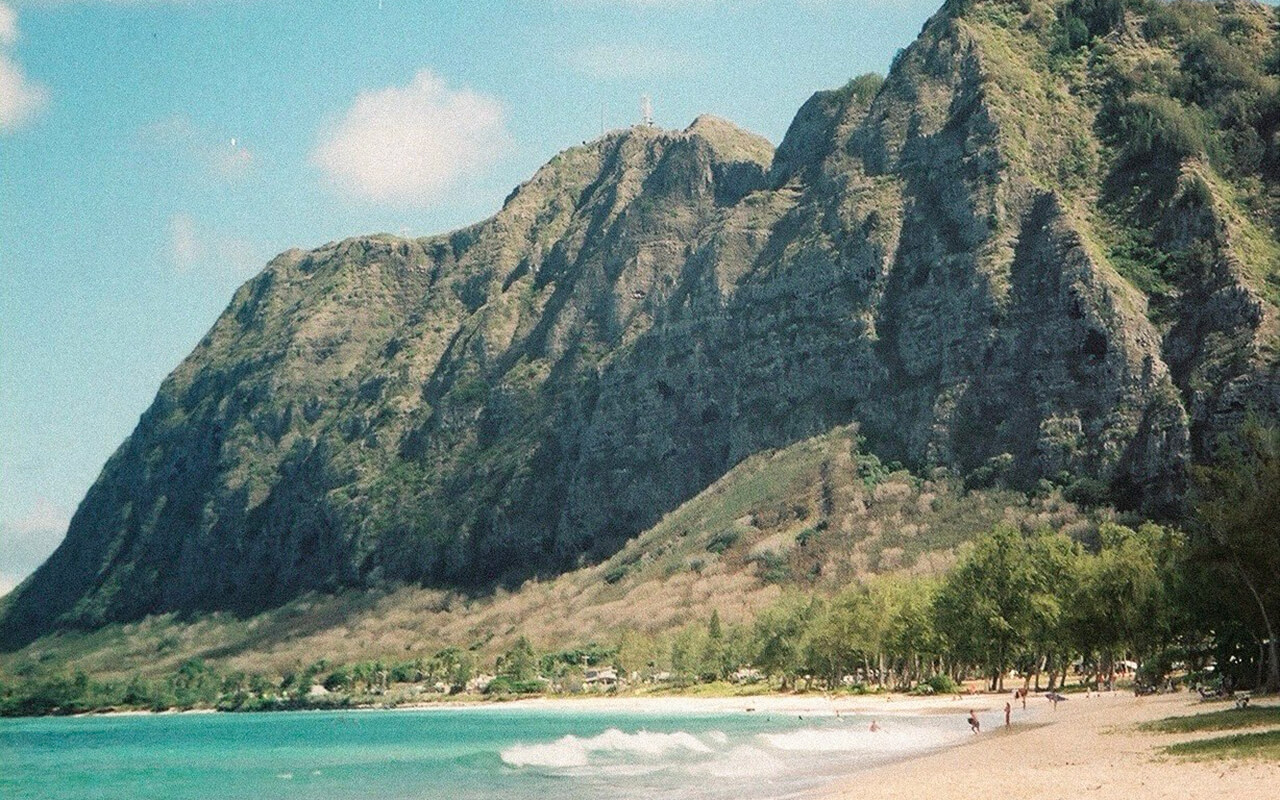 Where the mountains meet the ocean at Waimanalo Beach