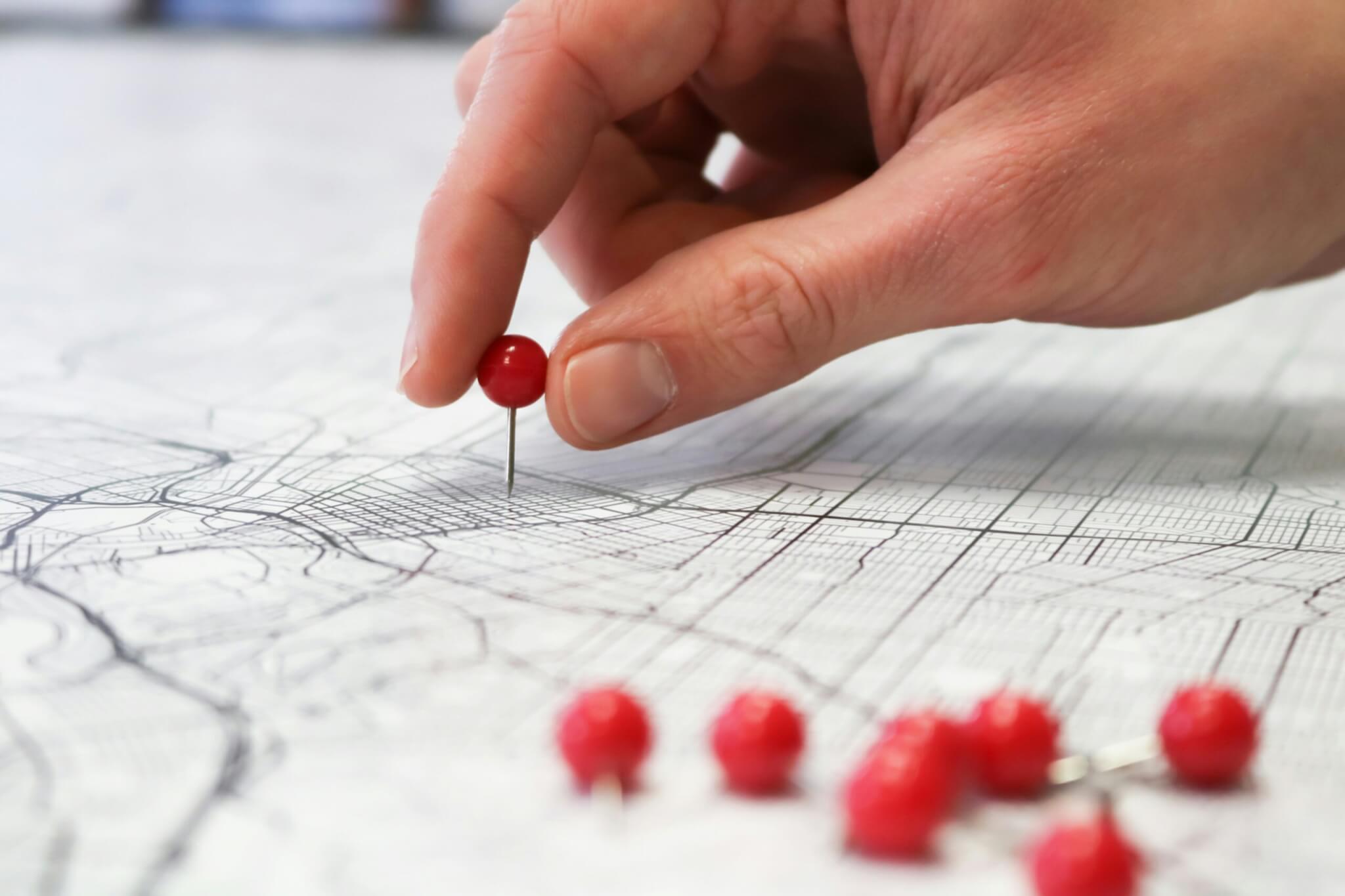 pins on a map