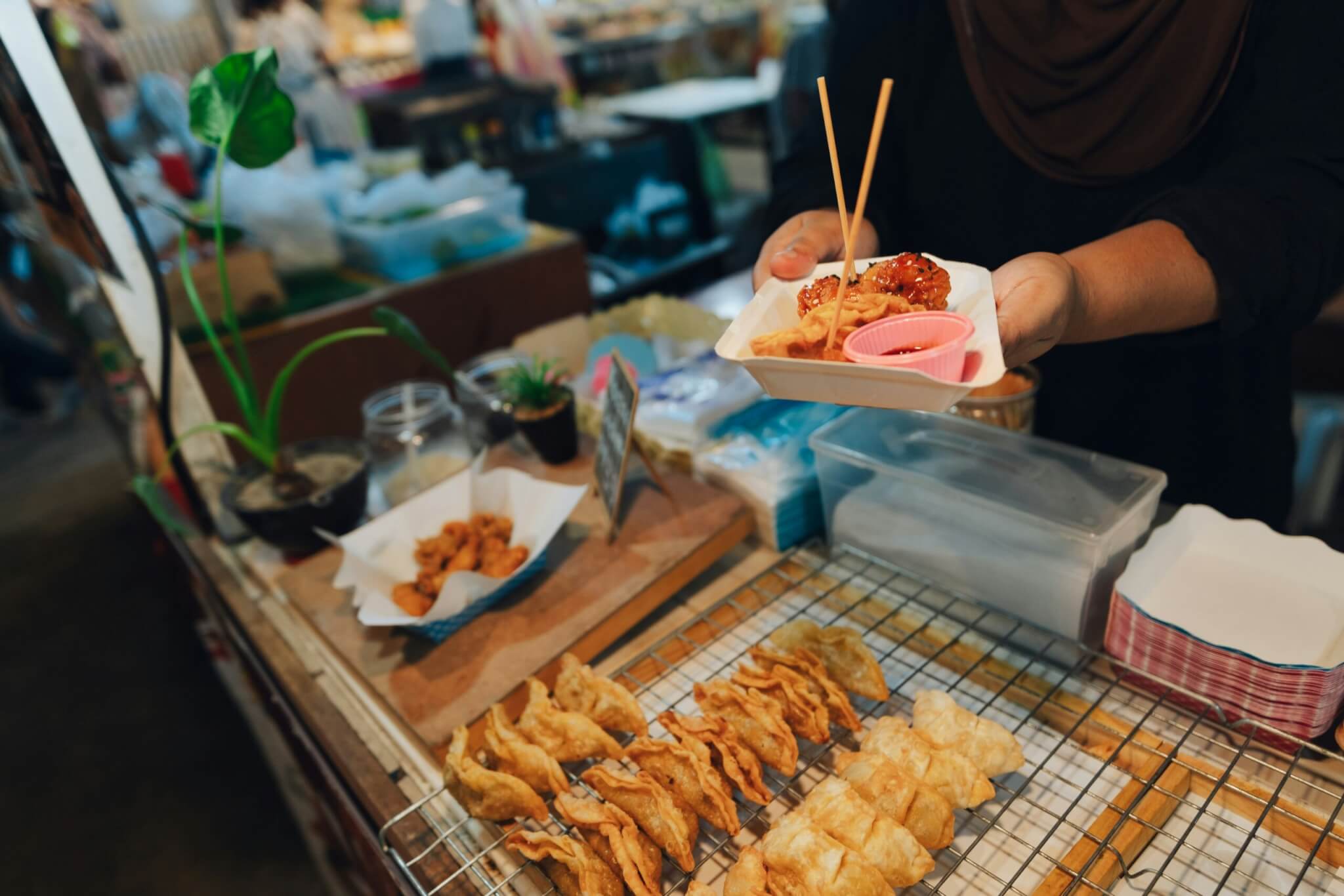 Fried foods on display