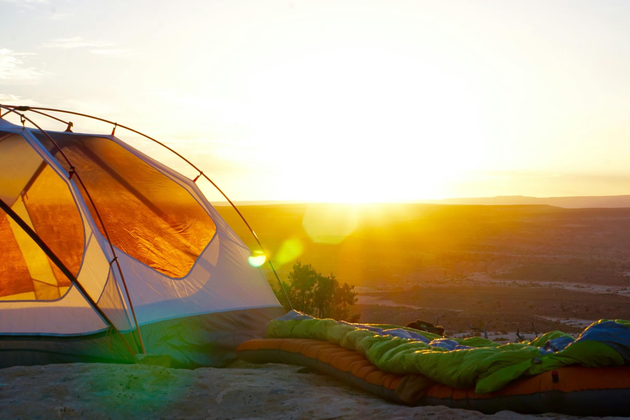 tent and sleeping bag