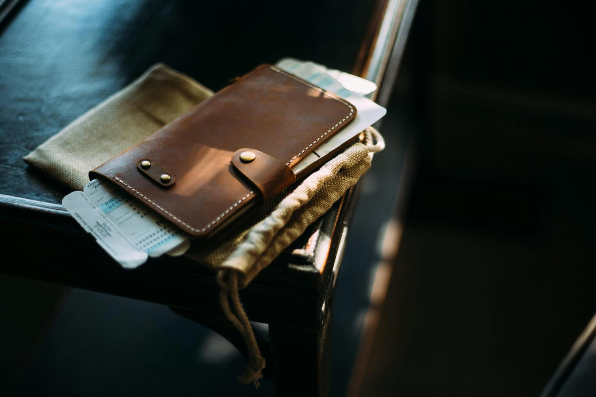 Wallet with airline tickets in it