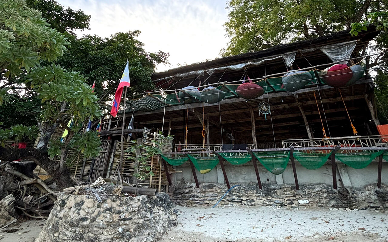 View of the hostel from the beach 