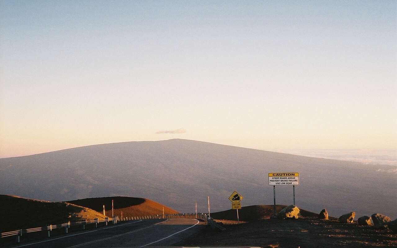 Long road and mountain view