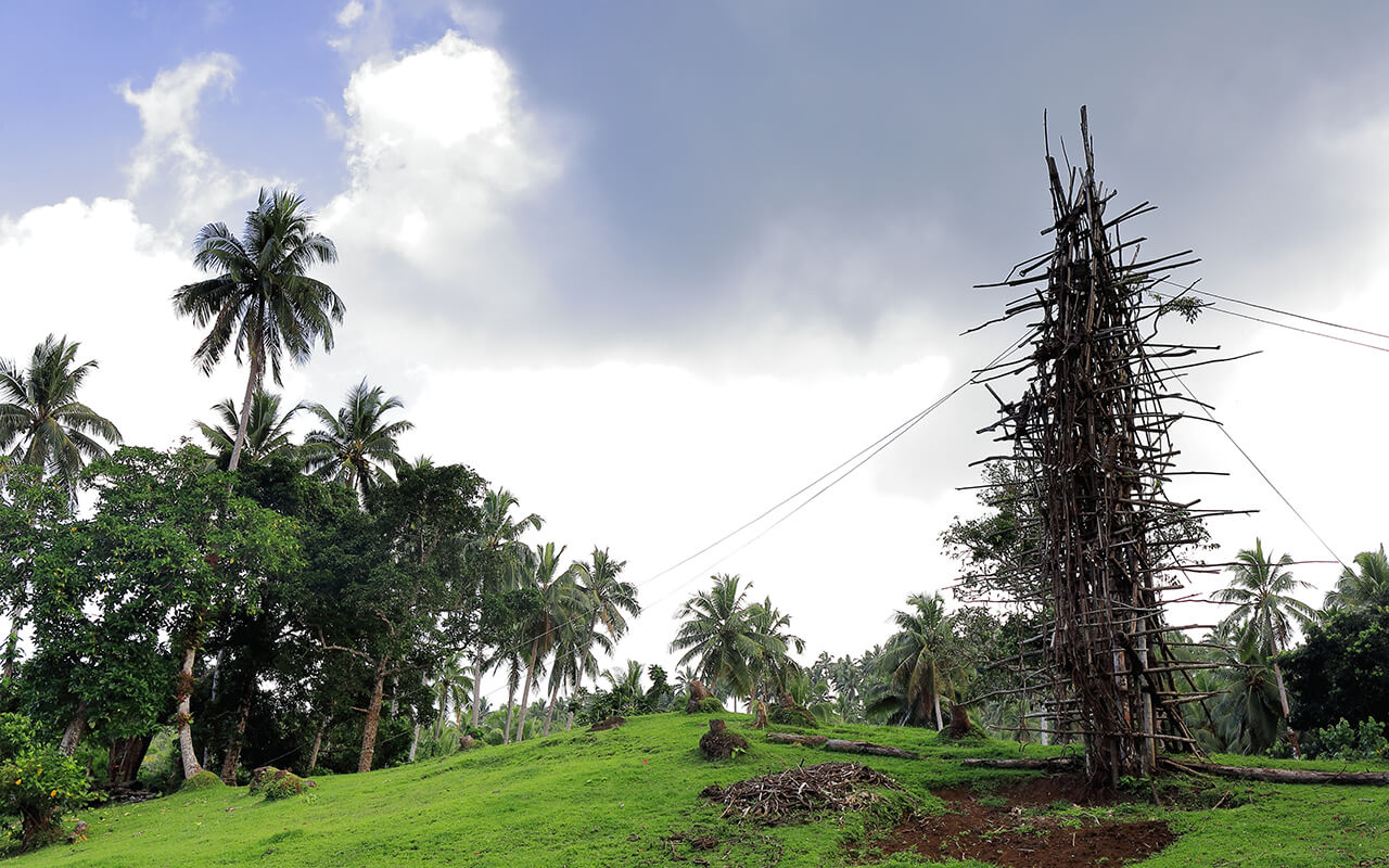 Wooden tower for nanggol-land diving jumping. Panngi village-Pentecost island-Vanuatu.