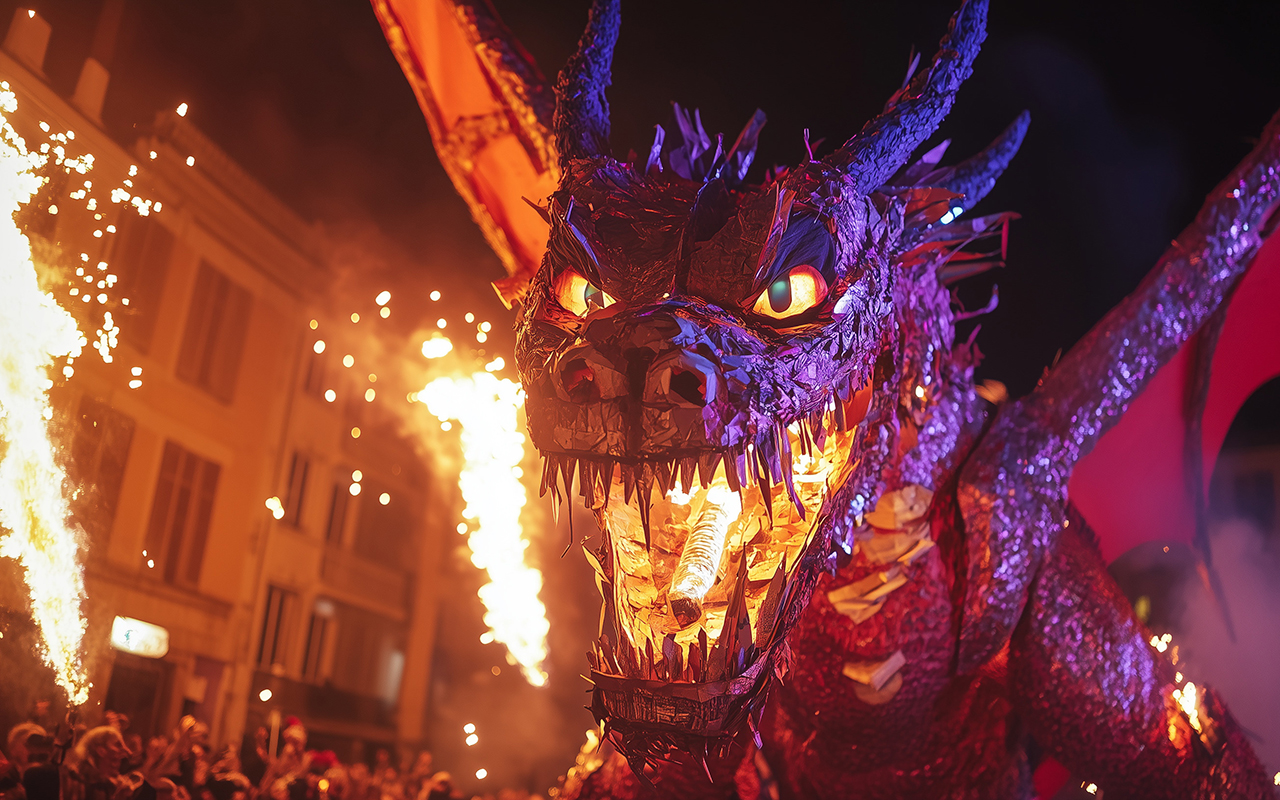 La Patum de Berga, an immersive celebration of Catalan culture, with vibrant processions of papier-mâché giants and fire-breathing dragons