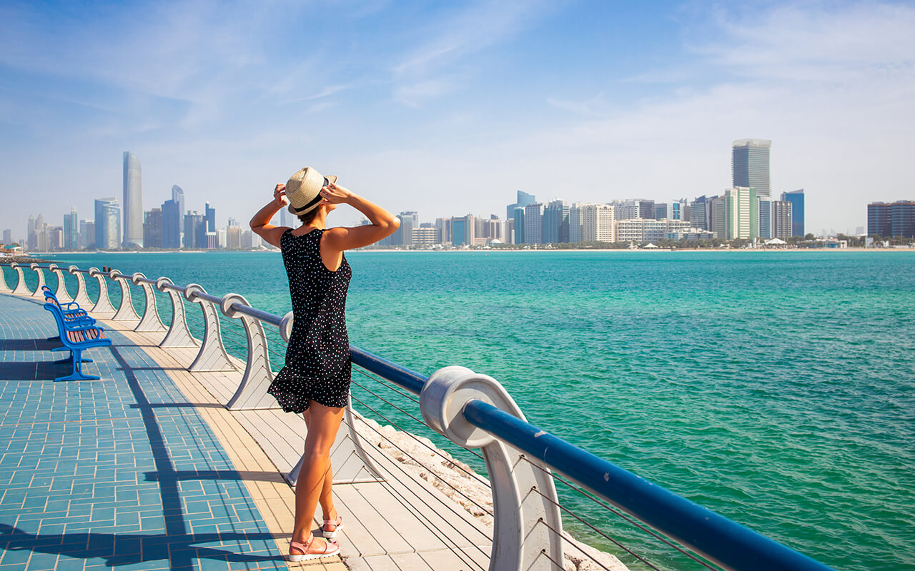 Woman in a dress on a cruise ship